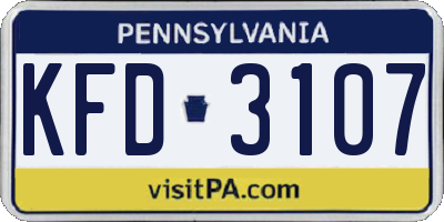 PA license plate KFD3107