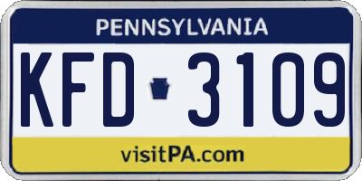 PA license plate KFD3109