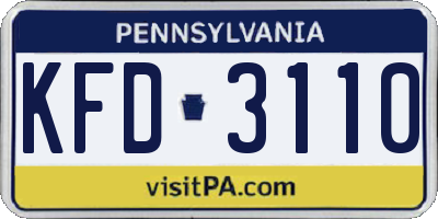 PA license plate KFD3110
