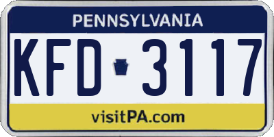 PA license plate KFD3117