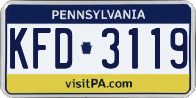 PA license plate KFD3119
