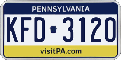 PA license plate KFD3120