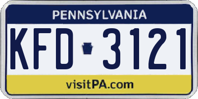 PA license plate KFD3121