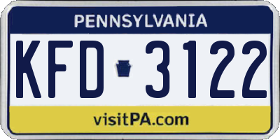 PA license plate KFD3122