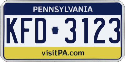 PA license plate KFD3123
