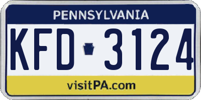 PA license plate KFD3124