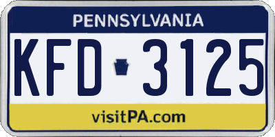 PA license plate KFD3125