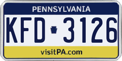 PA license plate KFD3126
