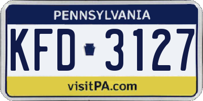 PA license plate KFD3127