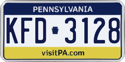 PA license plate KFD3128