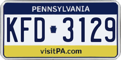 PA license plate KFD3129