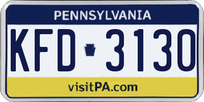 PA license plate KFD3130