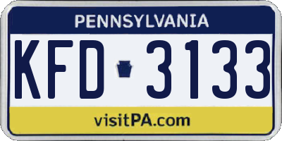 PA license plate KFD3133