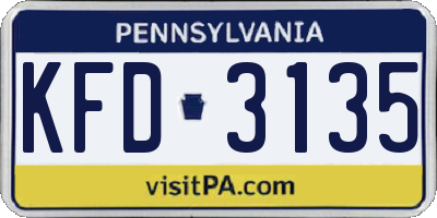 PA license plate KFD3135