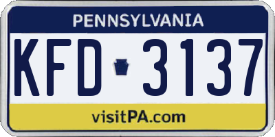PA license plate KFD3137