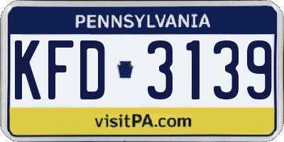 PA license plate KFD3139