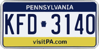 PA license plate KFD3140
