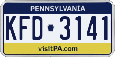 PA license plate KFD3141