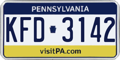 PA license plate KFD3142