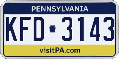 PA license plate KFD3143