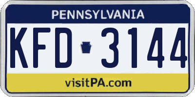 PA license plate KFD3144