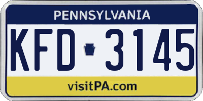 PA license plate KFD3145