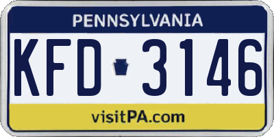 PA license plate KFD3146