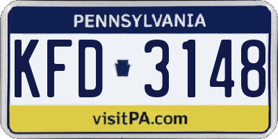 PA license plate KFD3148