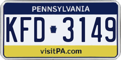 PA license plate KFD3149