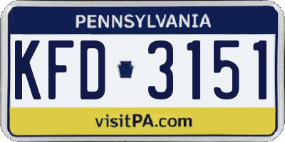 PA license plate KFD3151