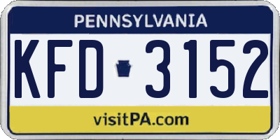 PA license plate KFD3152