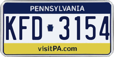 PA license plate KFD3154