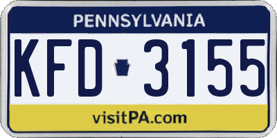 PA license plate KFD3155