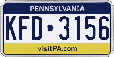 PA license plate KFD3156