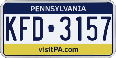 PA license plate KFD3157