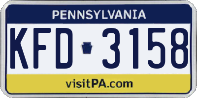 PA license plate KFD3158