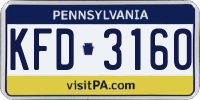 PA license plate KFD3160