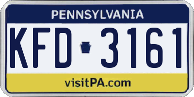 PA license plate KFD3161