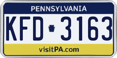 PA license plate KFD3163