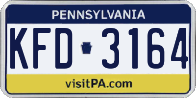 PA license plate KFD3164