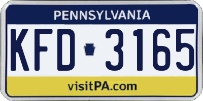 PA license plate KFD3165