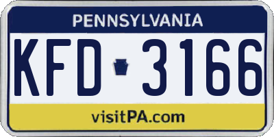 PA license plate KFD3166