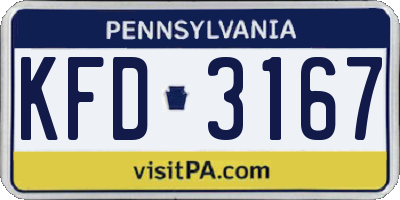 PA license plate KFD3167