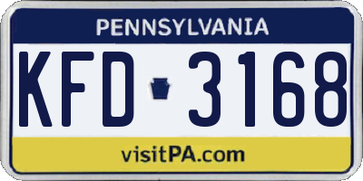 PA license plate KFD3168