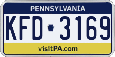 PA license plate KFD3169