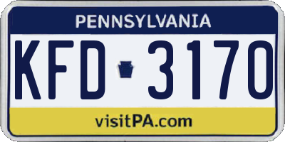 PA license plate KFD3170