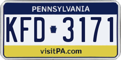 PA license plate KFD3171