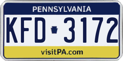 PA license plate KFD3172