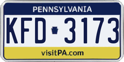 PA license plate KFD3173