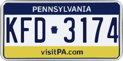 PA license plate KFD3174